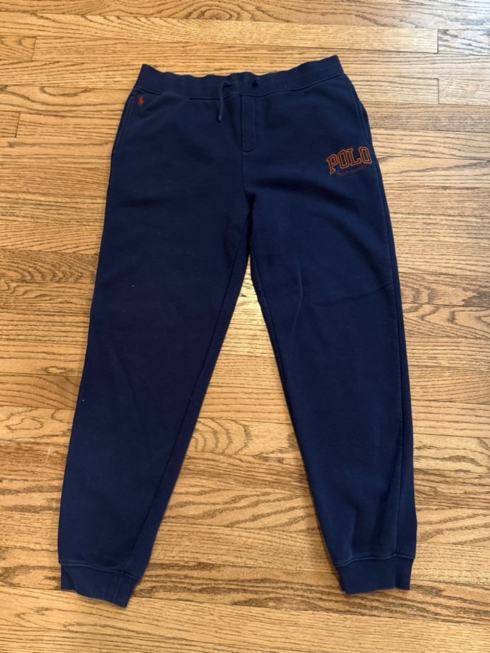 Polo by Ralph Lauren Kids Navy Jogger Sweatpants with Orange Logo